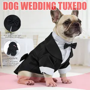 Pet clothing striped suit tuxedo wedding dog outfit bow tie dress wedding holiday pet costume