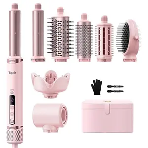 8-in-1 Professional Hot Air Styler&Hair Dryer Brush, Powerful Multi-Styler with Auto-Wrap Curler with Storage Case, Fast Drying Curling Straightening Volumizing Without Heat Damage