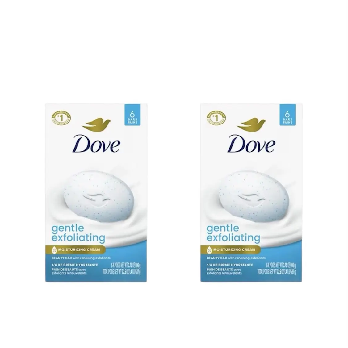 Dove Gentle Exfoliating Bar Soap Pack - Mild Cleanser for Cleansing, Skin Care & Body Care, 3.75 oz, 12 Bars, Smooth