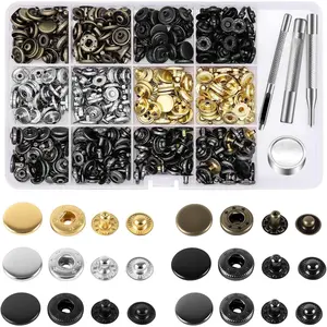 120Pcs Leather Snap Fasteners Kit 12.5mm Metal Button Snaps Press Studs with 4 Setter Tools, Leather Snaps for Clothes, Jackets, Jeans Wears, Bracelets, Bags - Home Improvement.