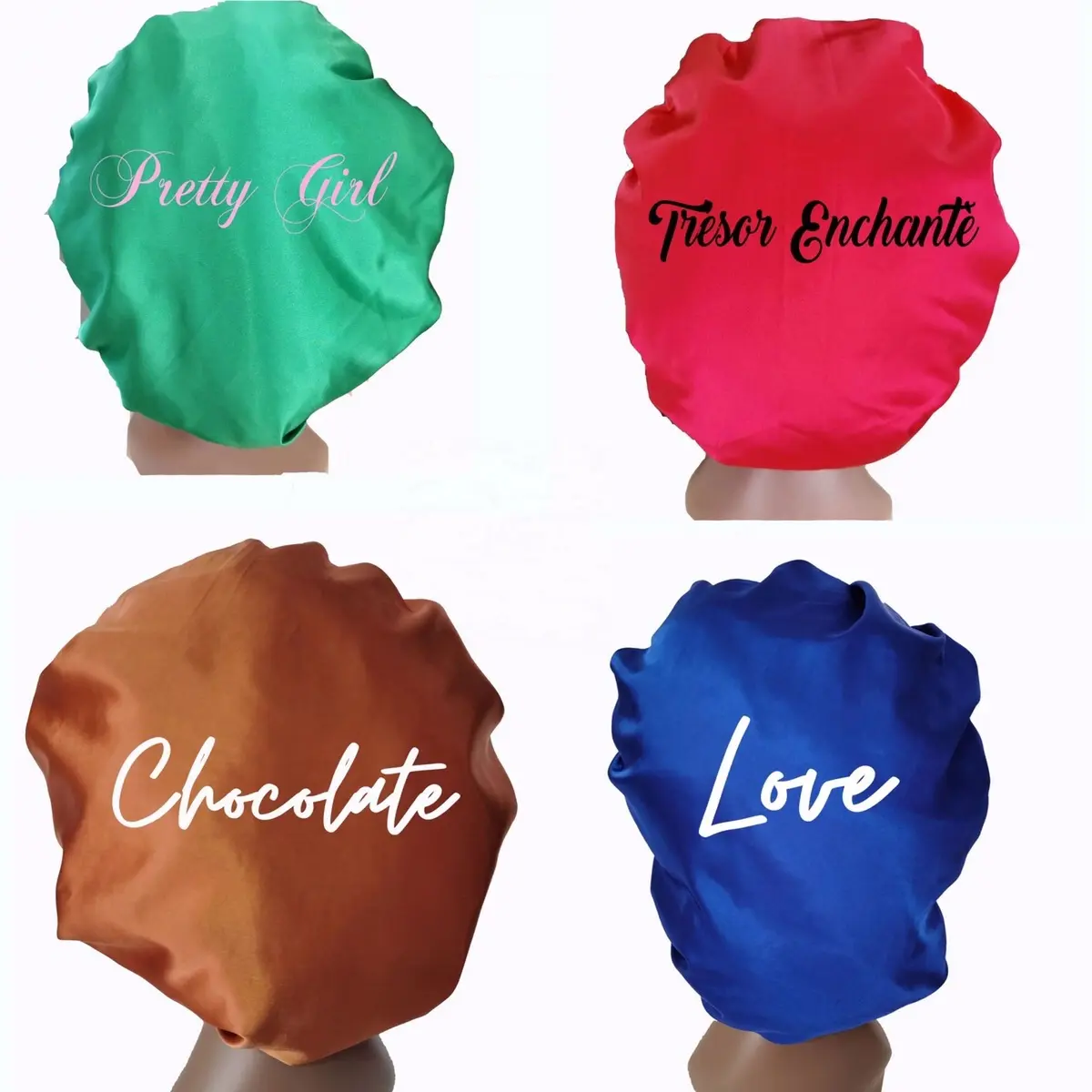 Satin Custom name personalize satin wrap style hair bonnet