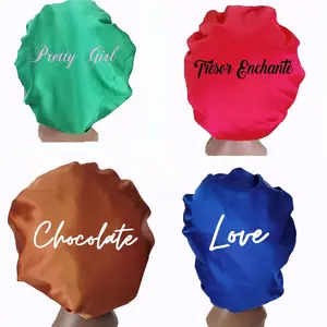 Satin Custom name personalize satin wrap style hair bonnet