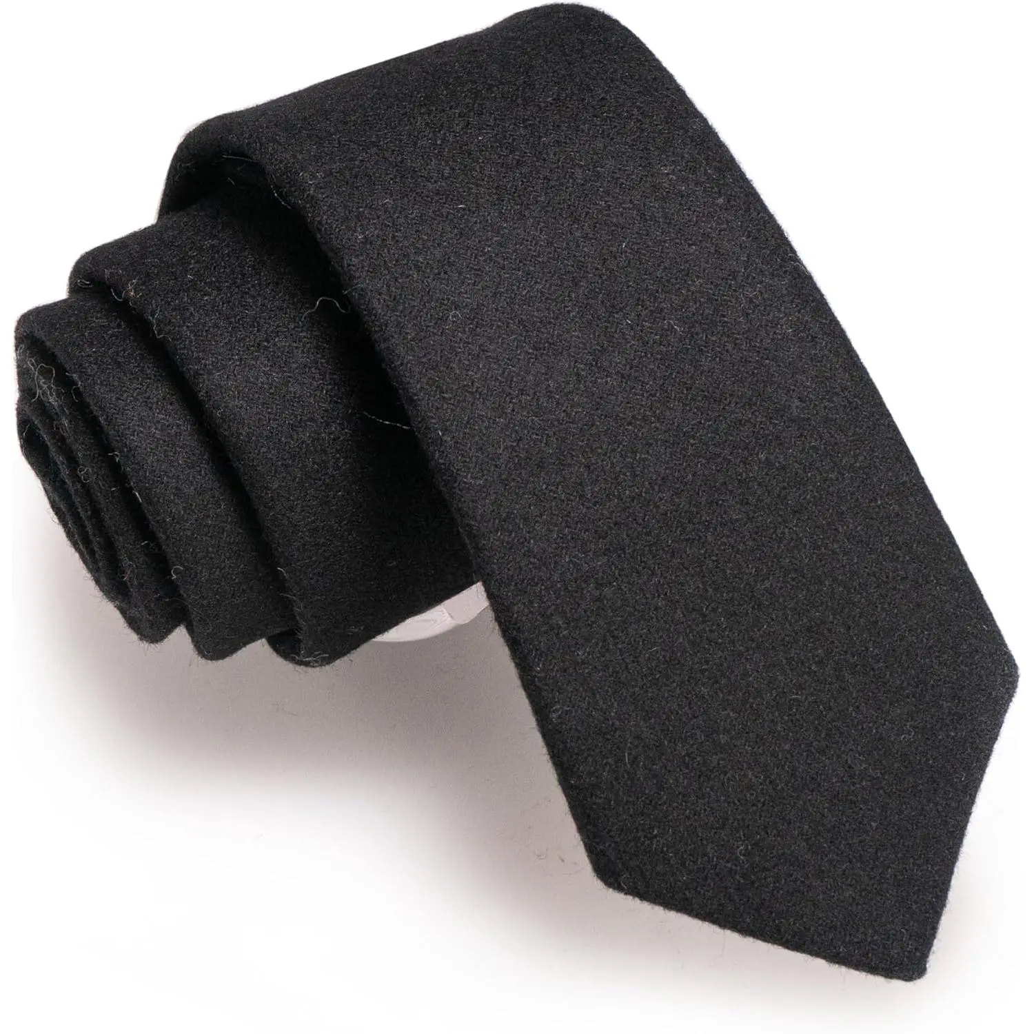Men's Skinny Necktie, Solid Color Cashmere Blend Tie for Formal Business Attire, 2.4" Wide x 58" Long, Male, Plain Solid