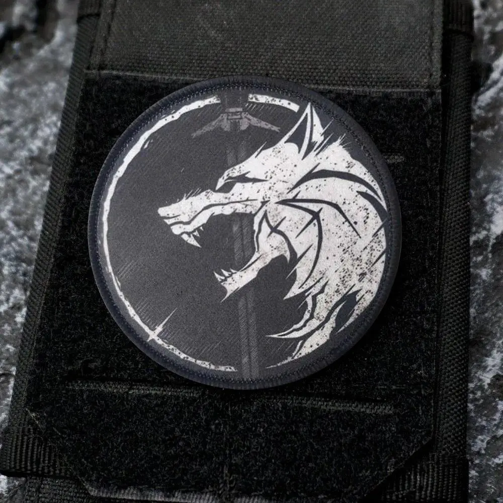 The Sword of Justice&Wolf Patch Dtf Iron On Patches Tactical Morale Badge Funny Hook and Loop Military Backpack Clothing Sticker Armband