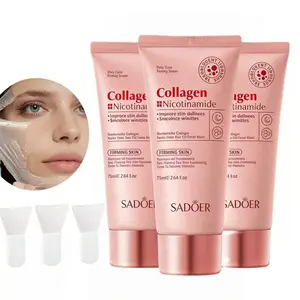 SADOER Collagen Overnight Wrapping Peel-Off FacialMask Pack, Elasticity and Hydration CareReducing Sagging and Dullness, HydrolyzedCollagen for Glowing Hydrating OvernightFacial Skin Care, Collagen Face Mask