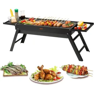 23-Inch Portable Charcoal Grill – Folding BBQ Grill, Compact Stainless Steel Outdoor Mini Grill for Travel, Camping, Picnic & Backyard Barbecue