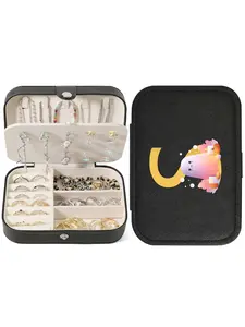 Elegant Gift A-Z Letter Pumpkin Halloween, Portable Jewelry Storage Box - Safe Lock Box with Soft Fabric Lining - Organizer Display Earrings, Necklaces, Rings, etc. - Modern Desktop Storage for Home or Office, Jewelry Box