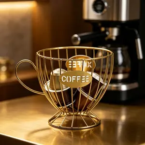 Large Capacity K Cup Holder, Coffee Pod Storage Organizer, Wire Coffee Filter Basket, Kitchen Countertop Accessories