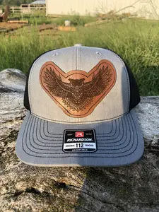 Boho Owl Leather Patch Hat