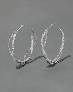 Intertwined Silver Pave Hoop Earring