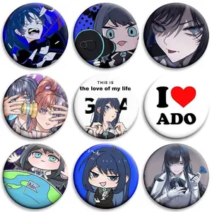 32/44/58mm Ado Kyogen X Uta Enamel Pins I Love Ado Vintage Anime Brooch Creative Badge for Hat Bag Decoration Fans Collect Gifts