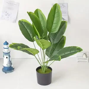 2Pcs Artificial Banana Tree - 24 Dense Green Leaves, Indoor and Outdoor Decorative Plant, Elegant Artificial Plants, Suitable for Weddings, Restaurant Decoration, Maintenance-Free Fake Plant, Without Pot