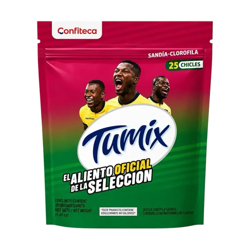 Tumix Sandía-Clorofila – 25 Chicles | Watermelon Chlorophyll Chewing Gum | Ecuadorian Candy