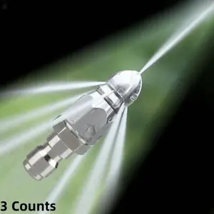3 Counts Sewer Cleaning Tool High-pressureNozzle,Garden Hose Nozzle,65000 PSl SewerJetter Nozzle,Stainless Steel Pressure WasherDrain Jetter Hose Nozzle Tools with 1/4" QuickConnectorCleaning Accessories