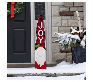Glitzhome 42" Christmas Gnome "JOY" Hanging/Lea ning Wood Sign
