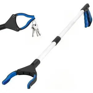 Heavy Duty Silicone Reacher Grabber, Lightweight Pickup Tool with 360 °   Rotation Jaw, 3.5 in Wide Claw Opening, Magnets, Comfortable Handle, Durable Garden Cleaning Tool (Blue)