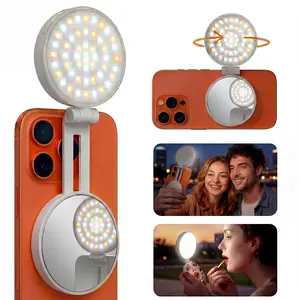 4-in-1 Magnetic LED Ring Light with Mirror & Phone Stand, 360° Rotatable & Extendable, Portable & Rechargeable