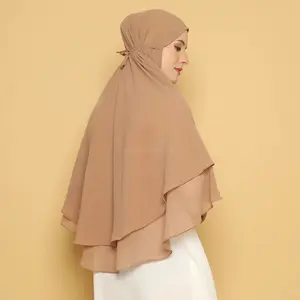 Adha Labels Instant Hijab Khimar Cotton Chiffon Two-Layer "Misha" Daily Wear Hijab for Comfortable Everyday Use All Seasons Casual Modesty