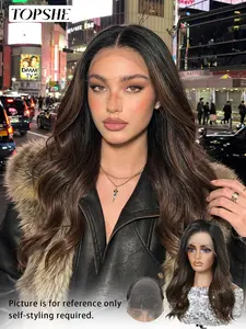 Topshe 13x6 Lace Deep Wavy Wig, Realistic Scalp Long Curly Hair, Easy to Style, Breathable Daily Use, All Seasons