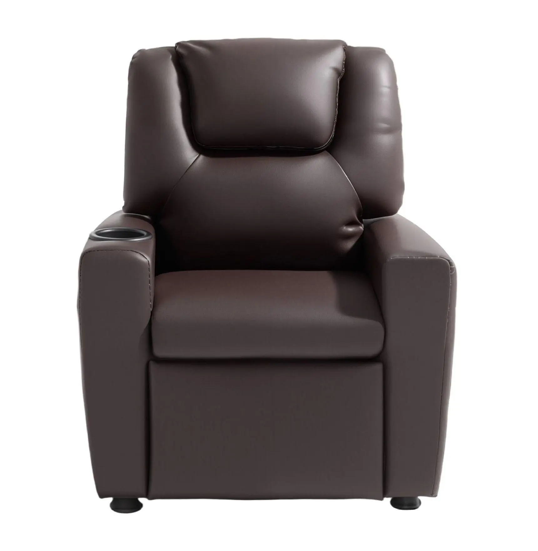 Kids Recliner Chair, Toddler Recliner with Cup Holder, Adjustable Backrest, PU Leather Recliner Couch, 90lbs Capacity, Footrest, for Boys & Girls Brown