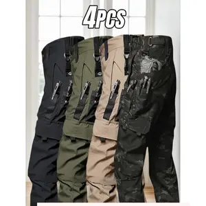 4 Pack Tactical Pants for Men Stretch, Ripstop Work Men, Lightweight Hiking Cargo Pants,, Outdoor Apparel, Gift Summer  Quality