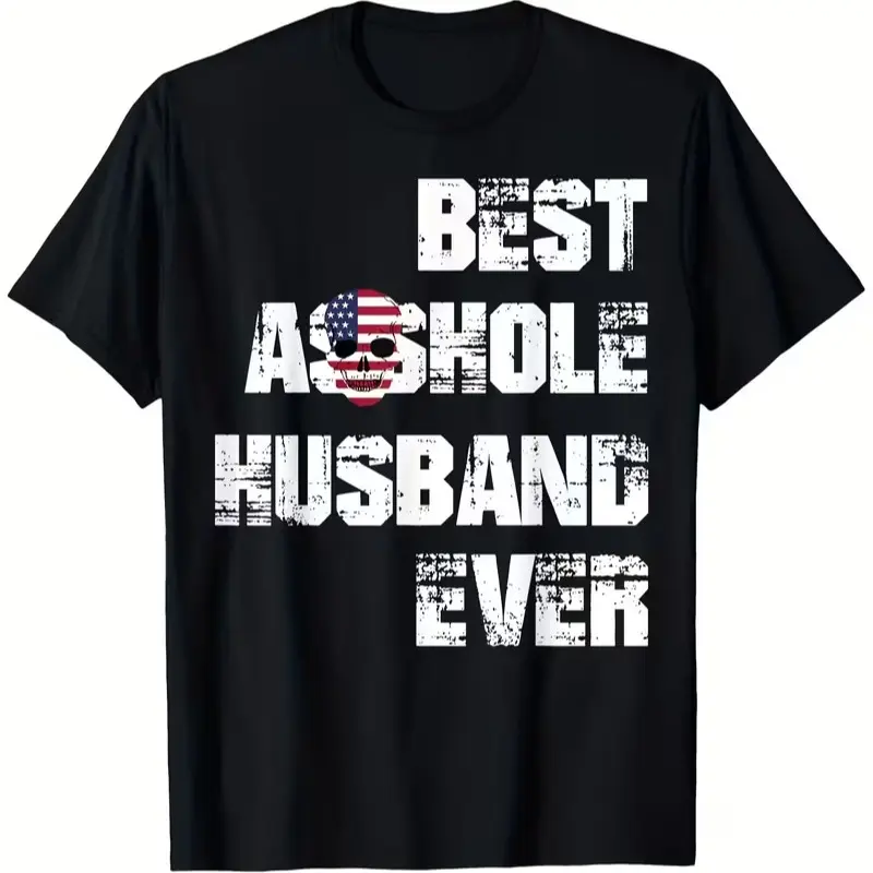 Funny Marriage Humor T-Shirt - BEST ASHOLE HUSBAND EVER Graphic Tee - Couples Matching  Shirt Husband Wife Gift Idea for Anniversary