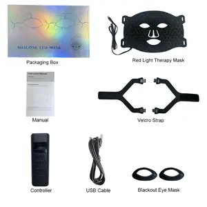 7-Color LED Red Light Therapy Mask,  Facial Mask, 108 LEDs 7 Modes, 2000mAh Built-in Battery, Wireless Use, Silicone Rechargeable Skin Care Device
