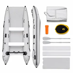 11' x 6' Heymarina Inflatable Catamaran Boat, 5-Person Heavy Duty Raft for Fishing, Family Outdoor Fun on Lakes & Rivers