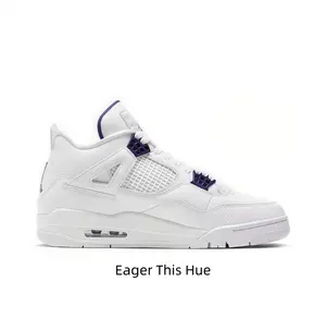 All-white sleek running shoes with elegant purple accents, breathable mesh side keeps feet comfy for daily walks and casual dates