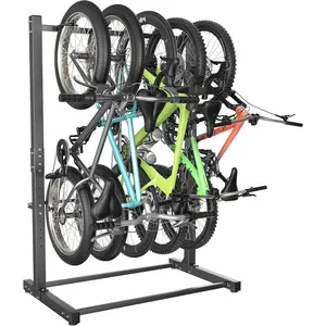 Freestanding  Rack, Vertical  Rack Stand for Garage,  Storage Organizer, Holds Up to 5 Bikes
