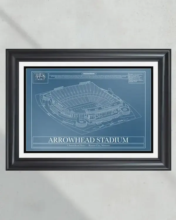 Kansas City Chiefs Arrowhead Stadium Football Blueprint Poster Print - NO FRAME