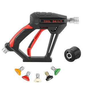 Tool Daily High Pressure Washer Gun with 5 Nozzle Tips, Compatible with Karcher K2,K3,K4,K5,K6,K7, Short Jet Wash Gun Kit, Stubby Car Wash Gun, M22 Connector & 1/4" Quick Connect, 4000 PSI, Pressure Washer Attachment