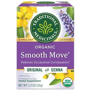 Traditional Medicinals Organic Smooth Move Laxative Tea, 16 Tea Bags (Pack of 1)