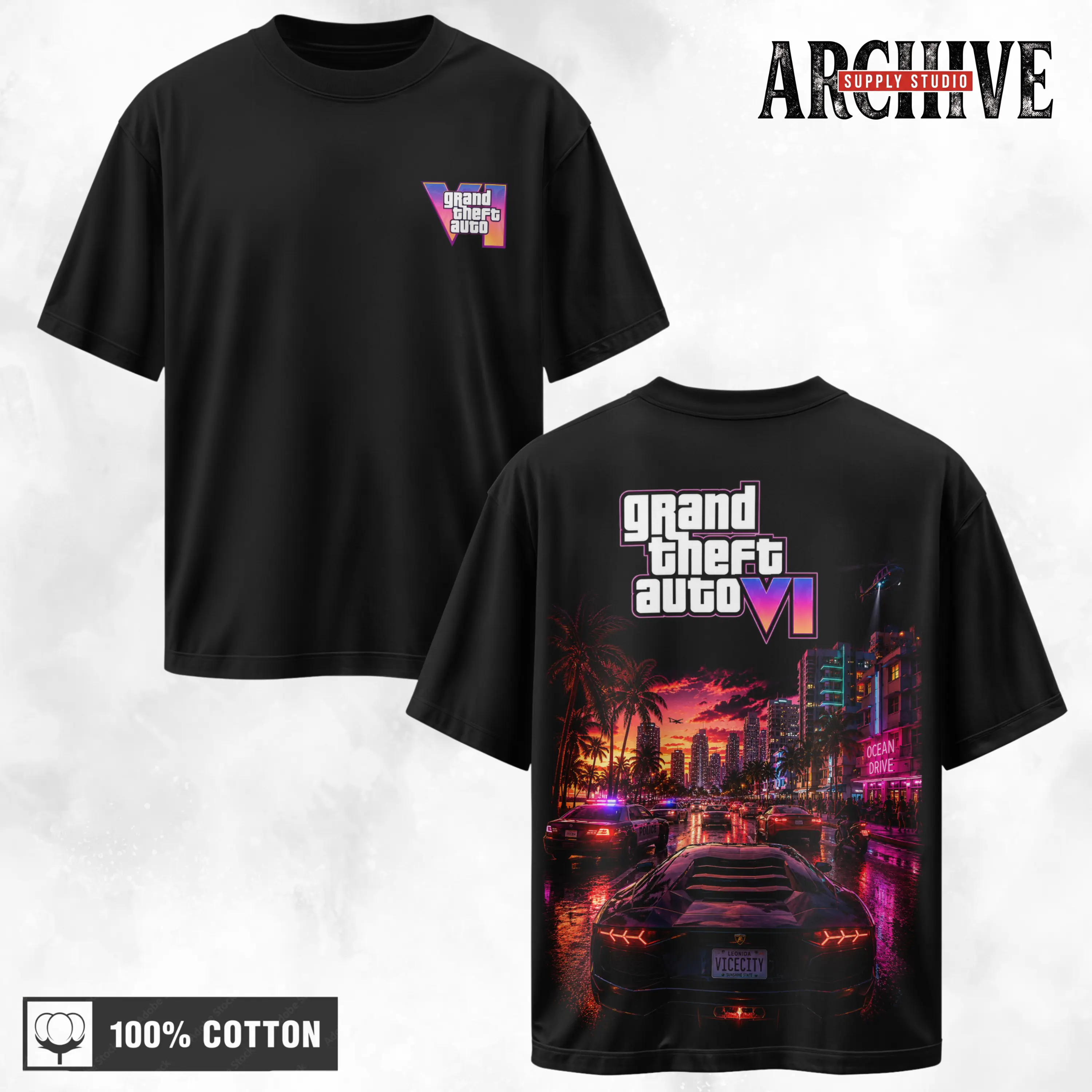 Grand Theft Auto VI 2026 Gaming Graphic T-Shirt, Vice City Shirt Open WorldCrime Adventure Game Streetwear – Y2K Unisex Two Side Top Trendy Gift For Gamer Fans