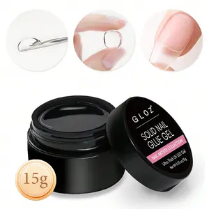 GLOZ 15ML Solid Nail Glue Gel UV Cured, Strong Clear Nail Glue for Fake Press On Nails, Long Lasting 3D Sculpting Gel for DIY & Salon, Nail Glue Extension, Nail Art, Nail Art Supplies