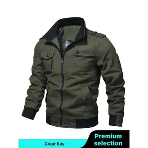 Men's Pocket Zipper Jacket, Regular Fit Casual Long Sleeve Funnel Neck Outerwear Clothing for Fall & Winter, Mens Menswear Clothes for Daily Wear