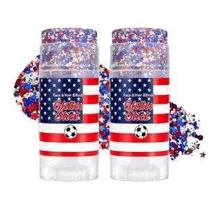 2 Pack Red White Blue Face Body Glitter Stick| Long Lasting Shiny Makeup, Holographic Large Sequins, Waterproof, Perfect for 4th of July, Festival, Concert & Party