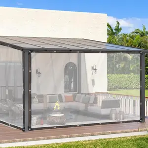 2 Packs！ 7 x 10 FT Transparent Waterproof Covers for Furniture Plastic Sheet Dust-Proof Rain-Proof with Rope for Garden & Car Protection