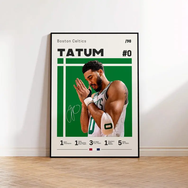 Jayson Tatum Poster, Boston Celtics Print, Tatum Fan Gift, Basketball Gifts, Home Office , Print Poster, Basketball Poster, Sports Bedroom Print85