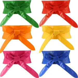6 Pcs Stretch Belt For Women Dresses Wide Elastic Belt With Interlock Buckle, 6 Colors