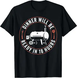 BBQ Dad Funny Smoking Meat Smoker Barbecue Dad Apparel T-Shirt Pure Cotton Graphic Tees Menswear Top: Gifts for Men & Women