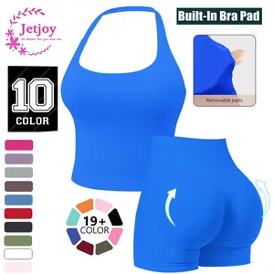 Seamless 2 Piece Workout Sets for Women,summeroutfit T Shirt Tank Top + Workout Shorts Butt Lifting Gym Seamless Booty Biker Shorts, Going Out Gym Sets Fitness Clothes Skinny Sportswear Compression Activewear Gymwear Fitness Clothes Mesh Athleisure summer