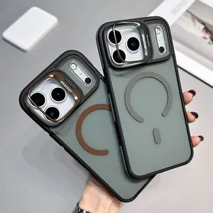 iPhone 17 Pro Max Magnetic Case with Built-in 30-Degree Anti-Spy Privacy Glass Screen Protector, Metal MagSafe Ring, Kickstand, Anti-Yellowing Hard Back, Soft TPU Bumper, Smartphone Cellphone Handheld Accessories