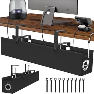 Large Under Desk  Management Tray No Drill,  30" Cord Organizer with Oxford Fabric, Clamp Mount, Holds 30 lbs, Large  Rack for Gaming &  Office Standing Desk