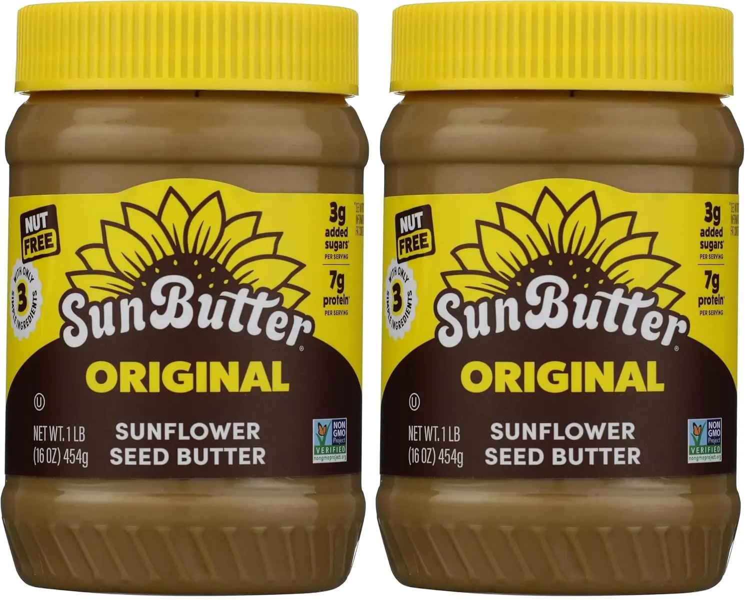 SunButter Original Sunflower Seed Butter, 16 oz Nut-Free Spread with 7g Plant-Based Protein, Roasted Rich & Savory Flavor, Smooth Texture | Vegan, Kosher & Non-GMO