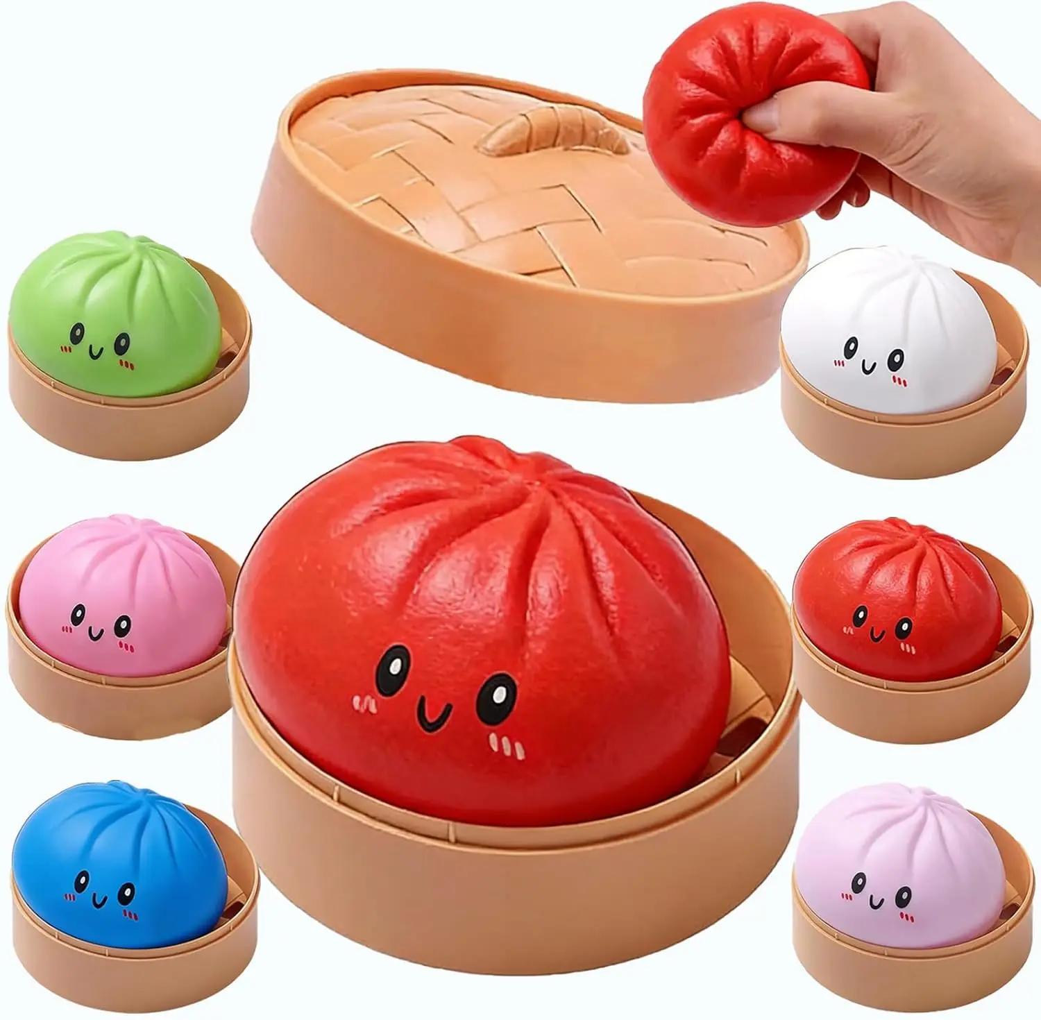 Summer deals: squishy dumpling stress balls for adults, dumpling squishy toys for kids, dumpling fidget sensory toy, 3.15-inch diameter squeeze dough ball stress relief toy, stretchy stress ball squish toys