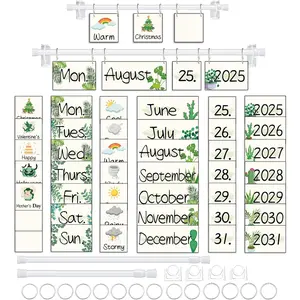 96 Cards Classroom Bulletin Board Decorations Set for Teachers,Flip Calendar with Holder for Classroom,Adjustable Calendar,Preschool Elementary Home Decor Supplies