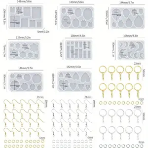 128 Pcs Resin Earring Mold with Holes, Basic Epoxy Keychain Kits, DIY Handmade Gift Accessories, unique jewelry Used for Necklace Pendants
