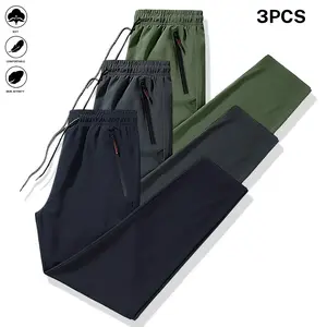 Men's Lightweight Joggers with Zippered Pockets and Adjustable Waistband Full Season Gym Training Casual Pants, Regular Fit Solid Color, Suitable for Sports, Outdoor, and Casual Wear, Exercise Leggings, Sporty Casual Wear, Trendy Sports Wear, Durable Sp