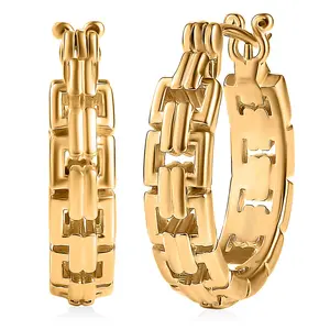Link Hoop Earring in 18K Yellow Gold Plated Bronze